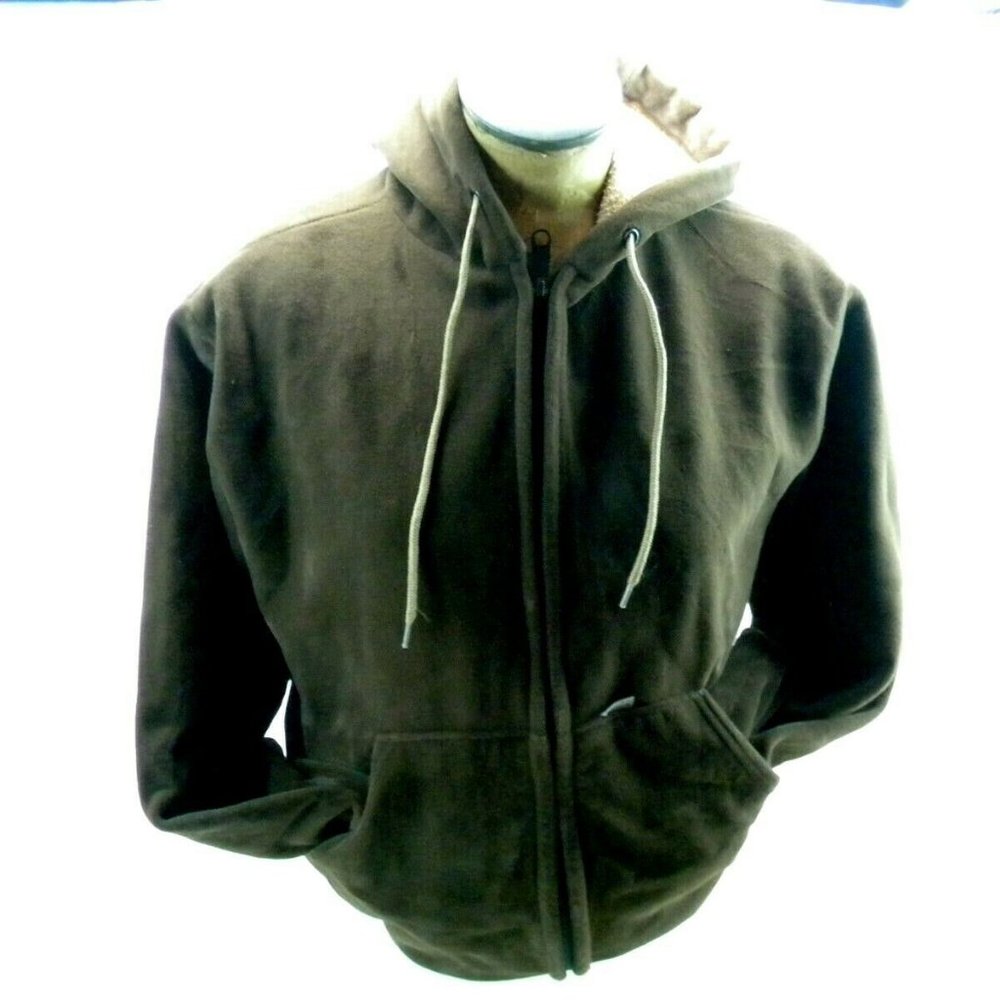 CARHARTT Brown Velour Hooded Jacket - Medium (B32)